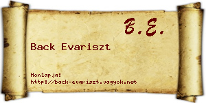 Back Evariszt névjegykártya